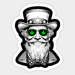 Weed Uncle Sam USA Funny 4th Of July 420 Stoner Marijuana Sticker